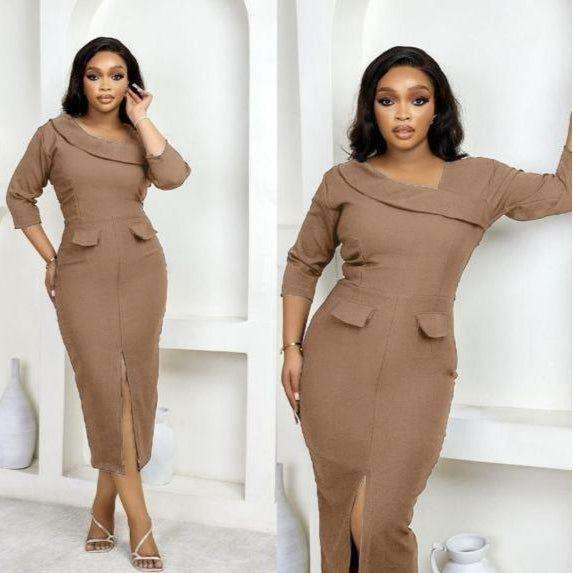 Women's Business Slit Bodycon Midi Dress