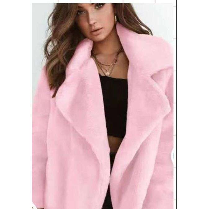 Faux Fur Coat Turn Down Collar Winter Warm Casual Jacket
