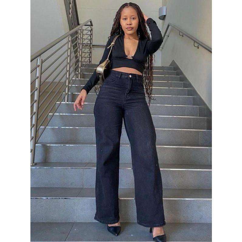 Vintage Casual Straight Wide Leg Denim Pants