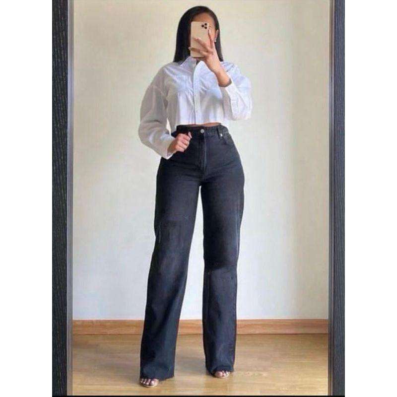 Vintage Casual Straight Wide Leg Denim Pants