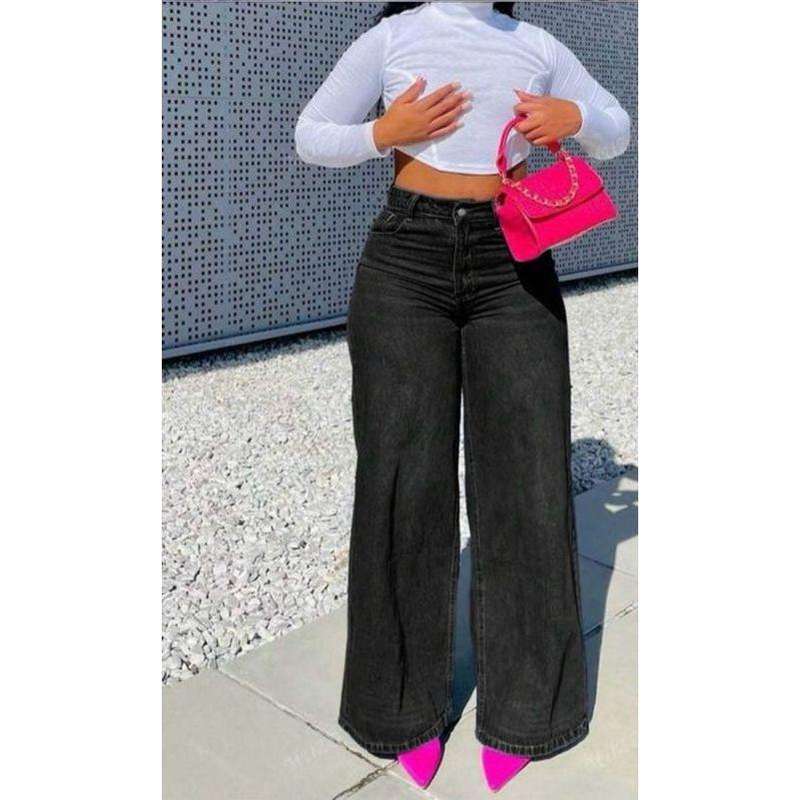 Vintage Casual Straight Wide Leg Denim Pants