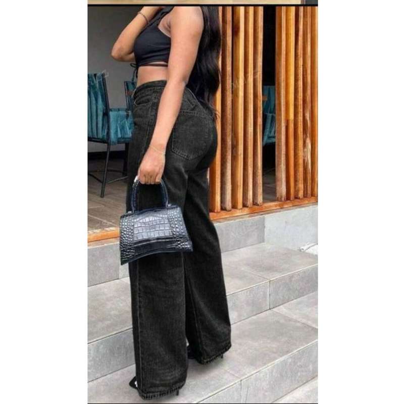 Vintage Casual Straight Wide Leg Denim Pants