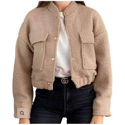 Cargo Long Sleeve Button Woolen Jacket
