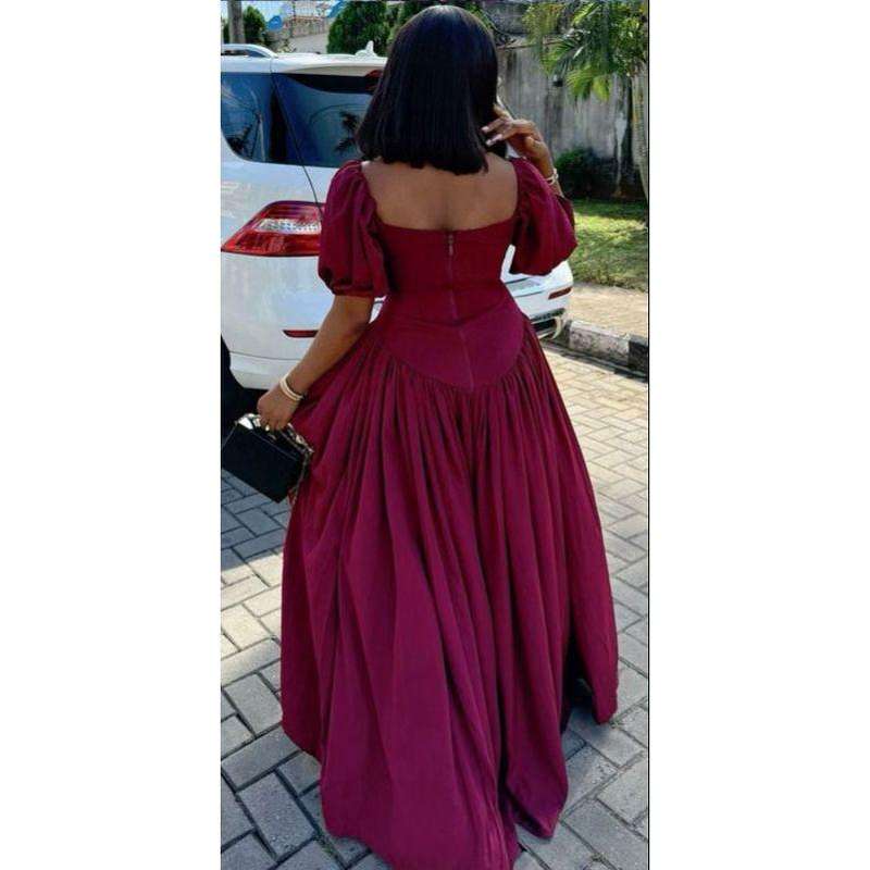 African Satin Dashiki Square Neck Maxi Dress