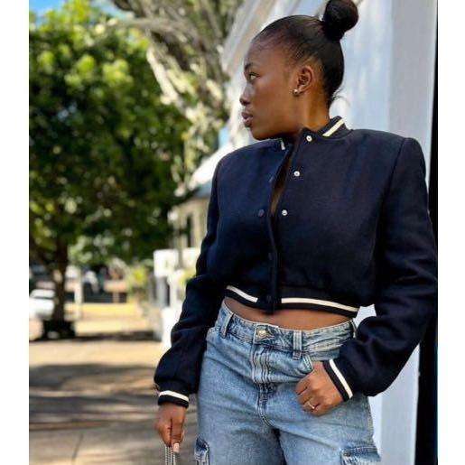 Baseball Stand Collar Short Jacket