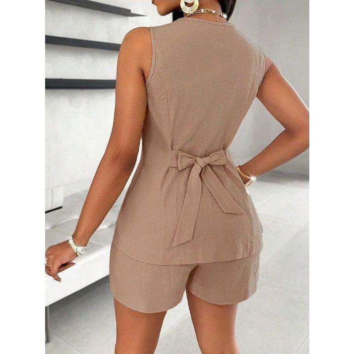 Button Front Vest Blazer & Shorts