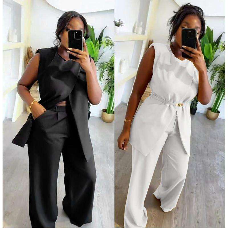 Sexy Sleeveless Top and Long Pants Two Piece Set.