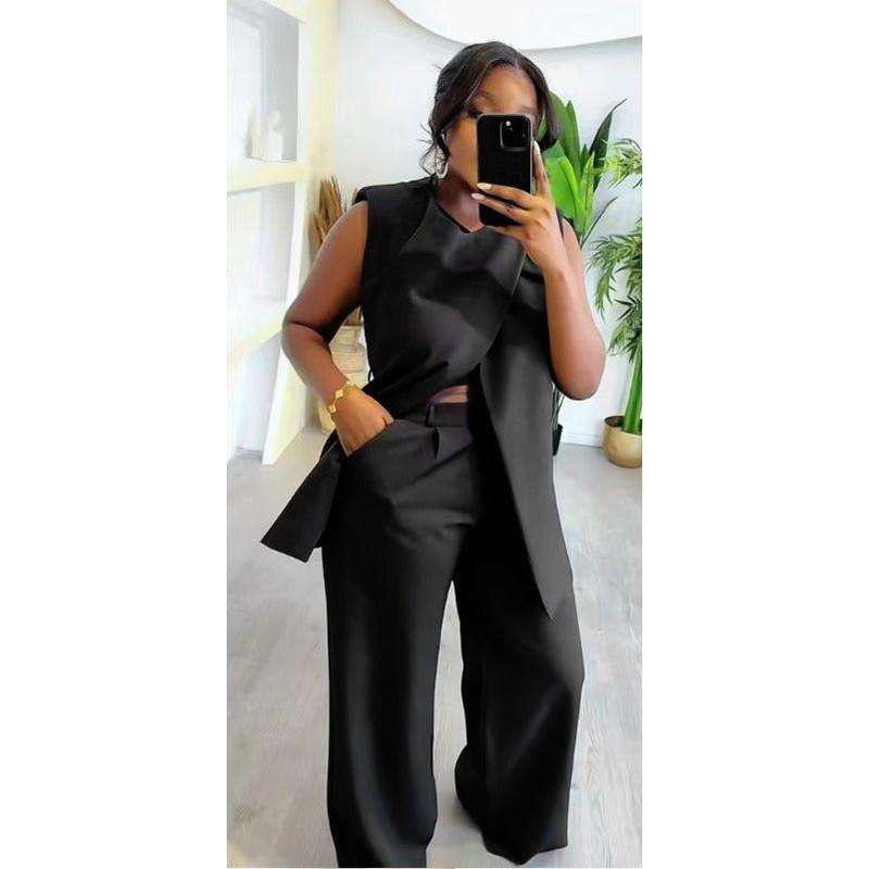 Sexy Sleeveless Top and Long Pants Two Piece Set.