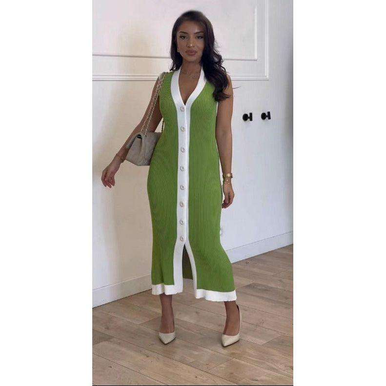 Casual Sweater Sleeveless Button Dress