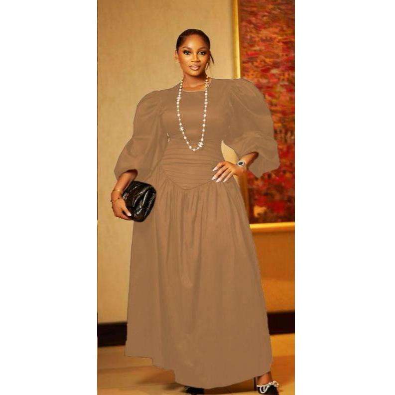 Puffy Buff Long Sleeves Maxi Dress