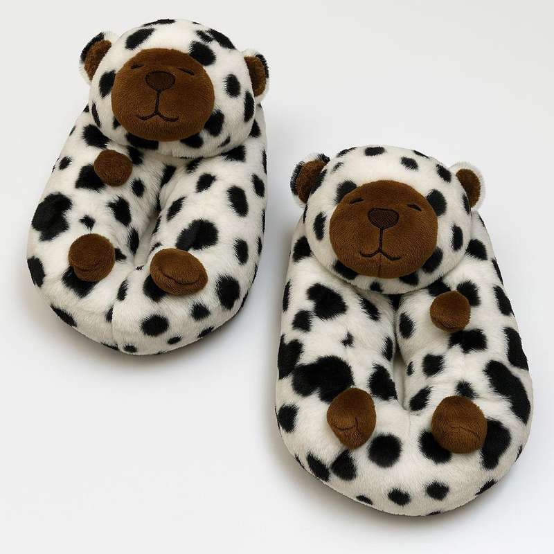 Furry Faux Fur Slides Teddy Bear Plush Slippers