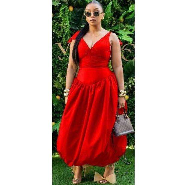 Spaghetti Strap Pleated Maxi Dress.