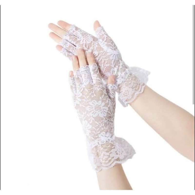 Lace Embroidered Short Fingerless Gloves