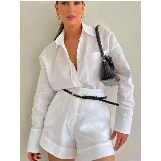 Long Sleeve Shirts And Mini Shorts Pants Sets