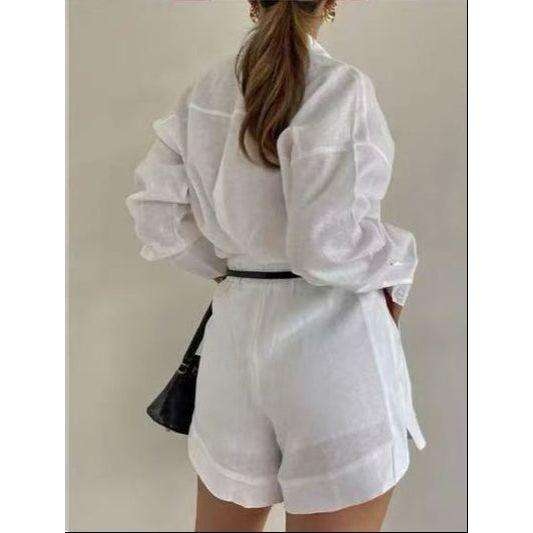 Long Sleeve Shirts And Mini Shorts Pants Sets