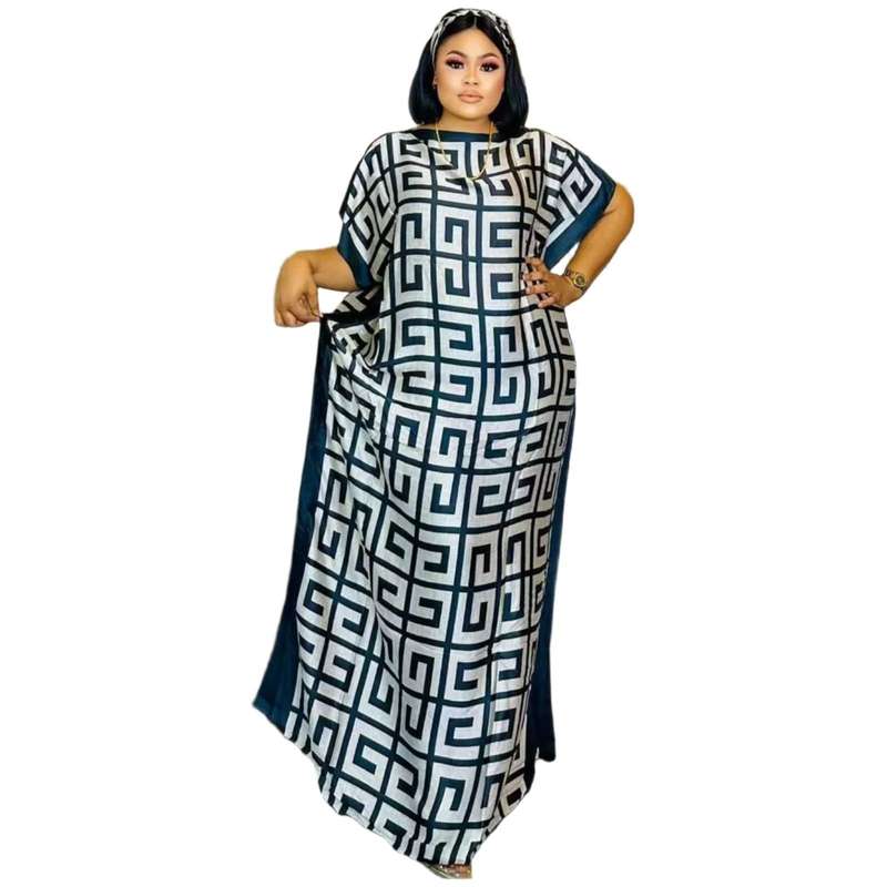 African Dashiki Abaya Print Design Loose Long Dress