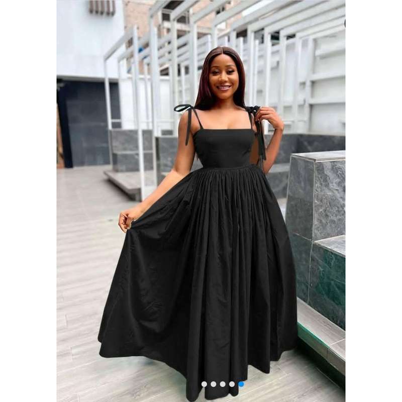Tie Shoulder Elegant Maxi Dress