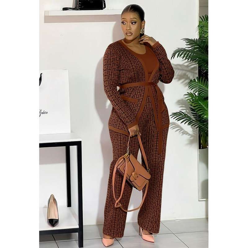 Knitted 3 Piece Set Luxury Sweatpants Set