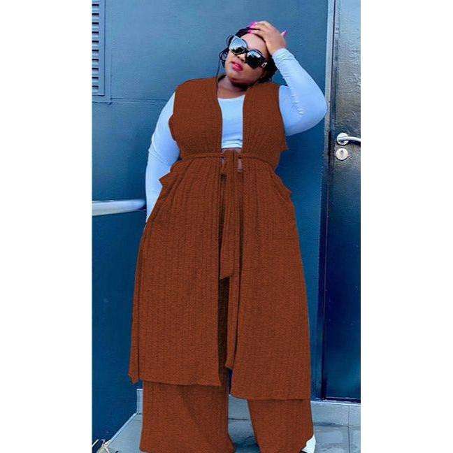 Tube Crop Long Cardigan Cover Up & Bodycon Pants Set