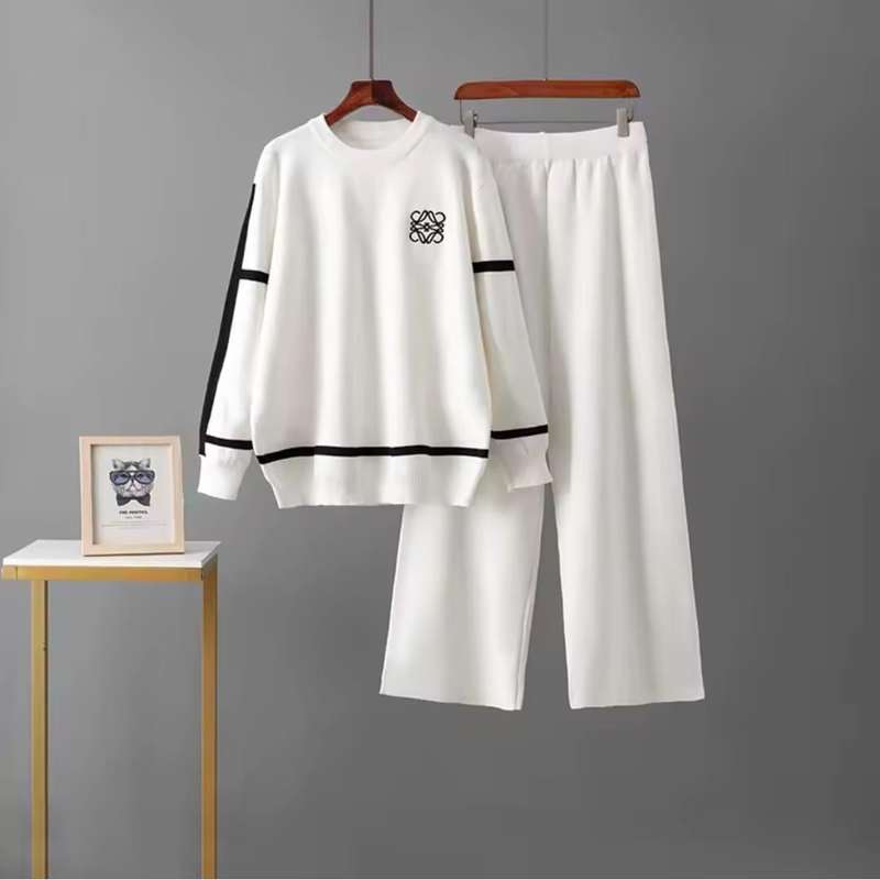 Knitted Long Sleeve Top and Long Pants 2 pieces set