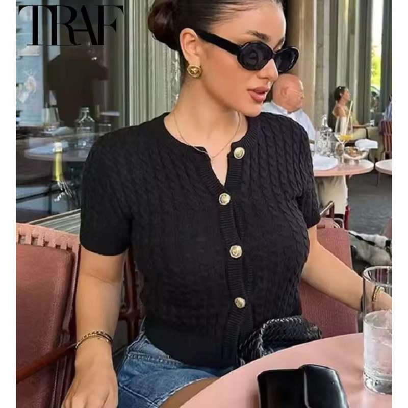 Short Sleeve Knitted bodycon Crop Jersey