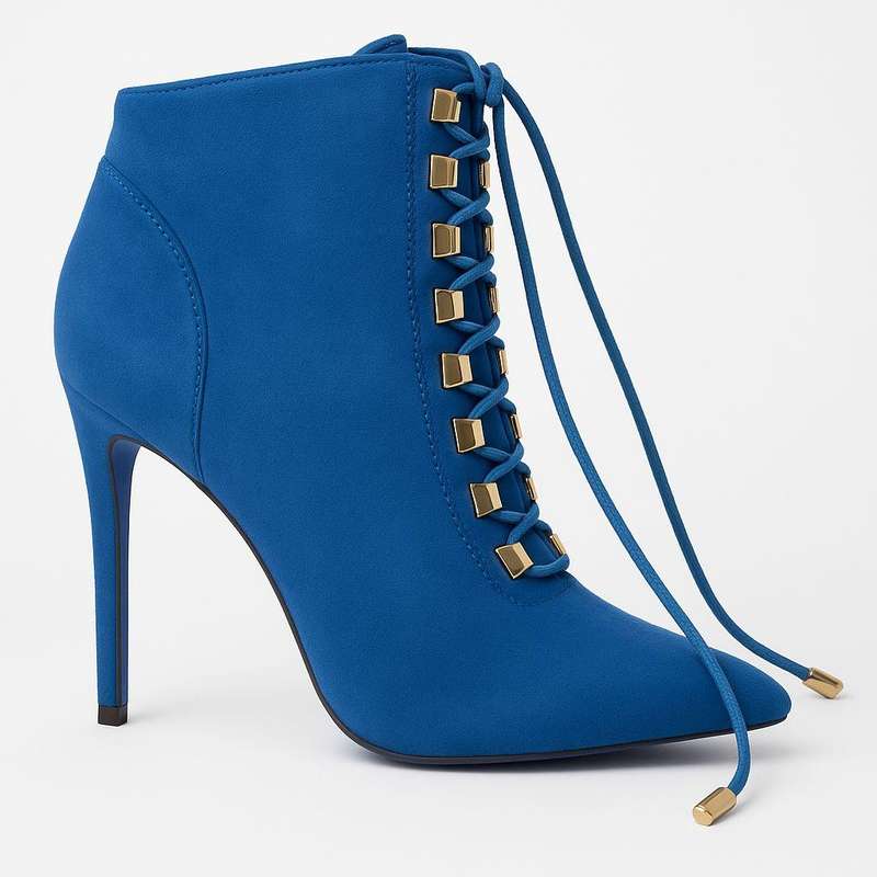 Small Round Toe Eyelet High Heel Stiletto Winter Ankle Bootie