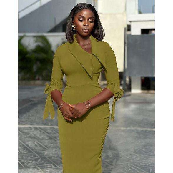 Elegant Contrast Lace Slit Hem Bodycon Dress