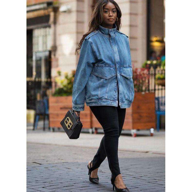 Warm Cargo Loose Denim Jacket