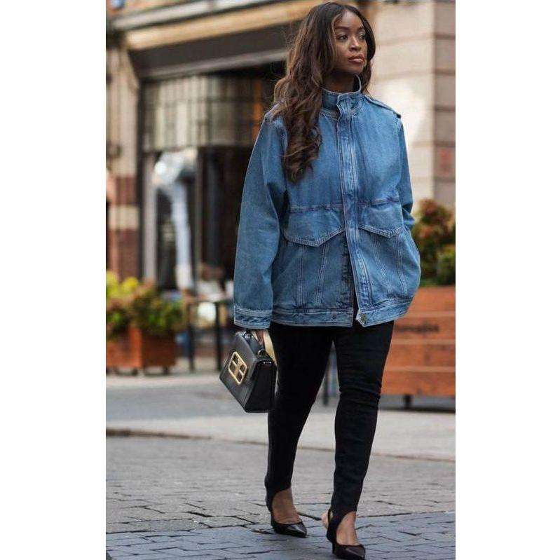 Warm Cargo Loose Denim Jacket