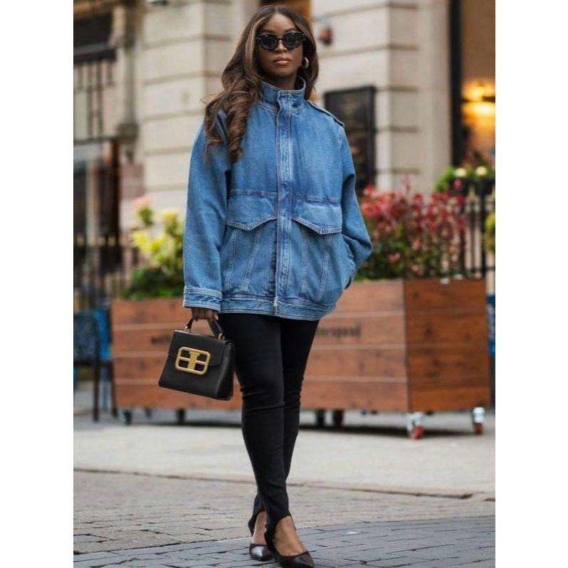 Warm Cargo Loose Denim Jacket