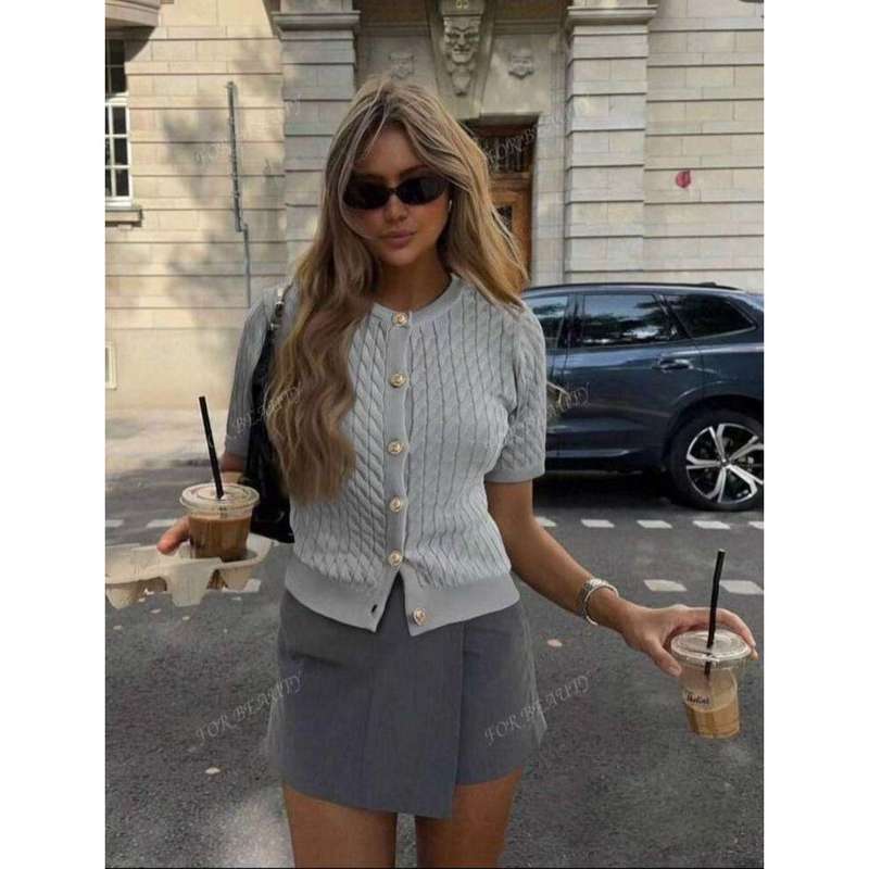 Short Sleeve Knitted bodycon Crop Jersey