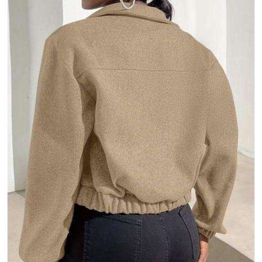 Zip up solid jacket casual long sleeve versatile outerwear