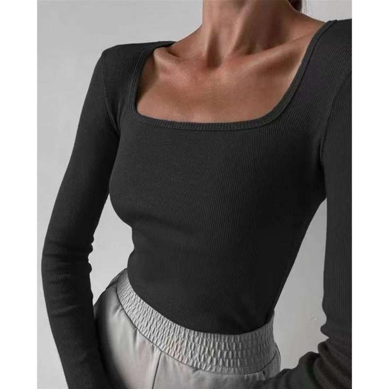 Knitted Fitted Long Sleeve Crew Neck Regular T-Shirt