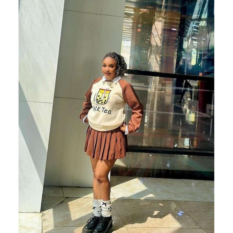 3-Piece Set a Long-Sleeve Sweatshirt And Pleated Mini Skirt