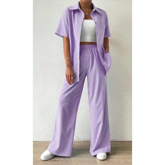Women's Irregular Top & Wide Pants Set.