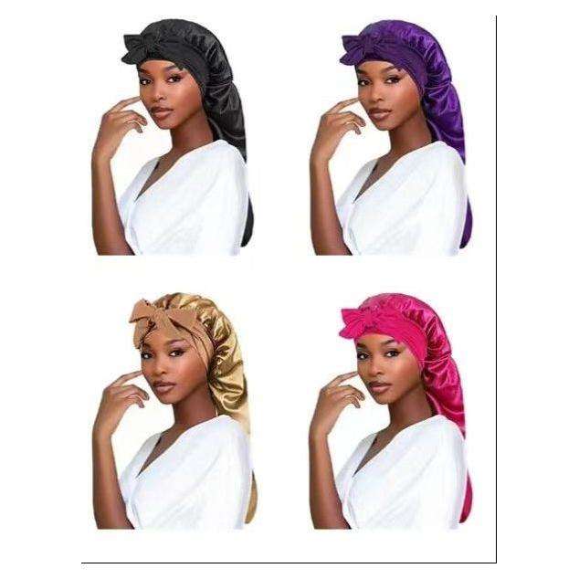 Women's Long Adjustable Braid Satin Bonnet
