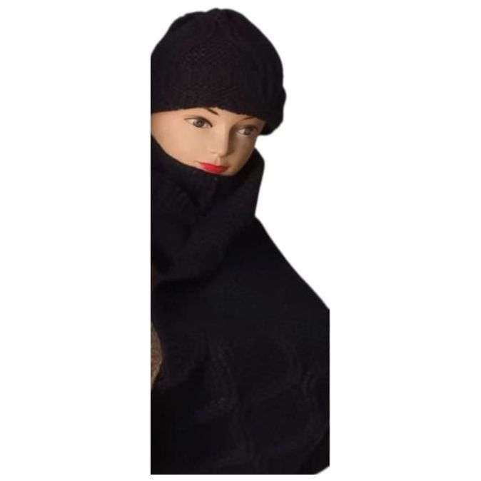 Unisex Cotton Knit Soft Heart Pattern Scarf & Hat Set