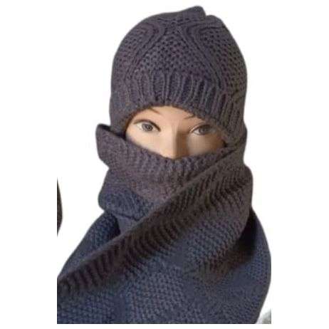 Unisex Cotton Knit Soft Heart Pattern Scarf & Hat Set