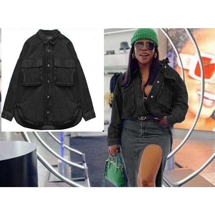Black Warm Cargo Winter Fashion Denim Jacket