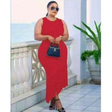 Womans Knitted Tussle Midi Fringe Dress