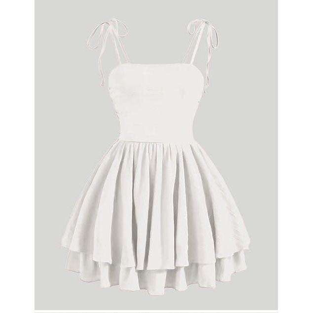 Date Night Bow Solid Ruched Bust Cami Sun Dress