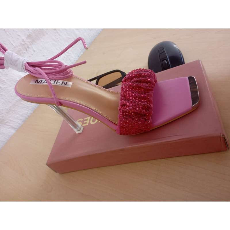 Knot Strap Lace Up Square Toe Stiletto Heels