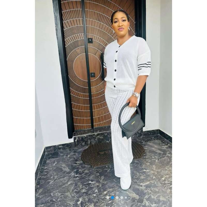 3/4 Sleeve Front Button Top and Trousers Two-Piece Set