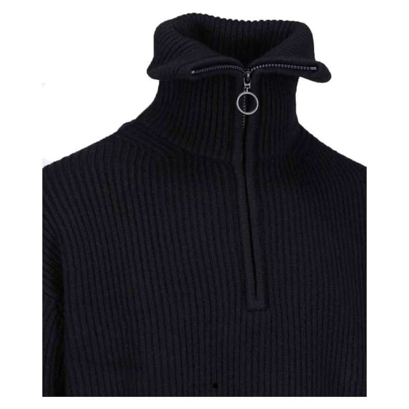 Thermal Blouses Polo Neck Knitted 1/2 Zip Sweatshirt