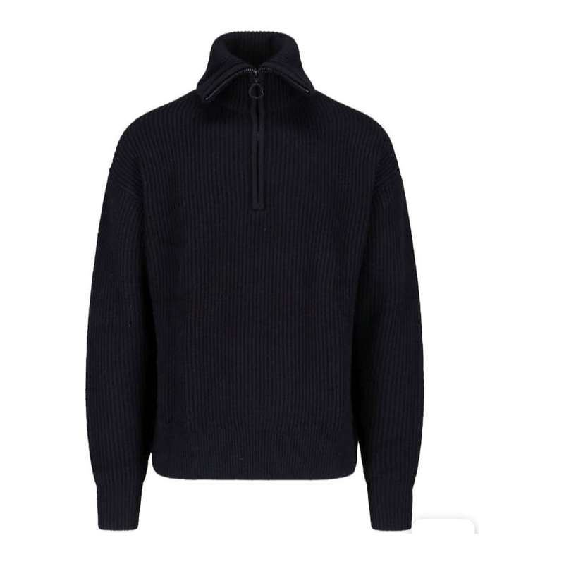 Thermal Blouses Polo Neck Knitted 1/2 Zip Sweatshirt