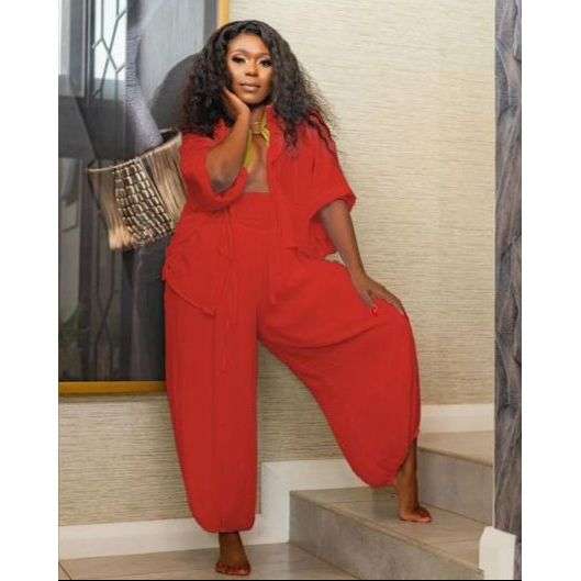 Plus Size 2 Piece Long Sleeve Shirt Top & Wide Leg Pants