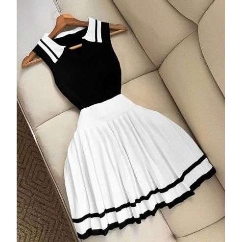 Sleeveless Elegant Knitted 2 Piece Set