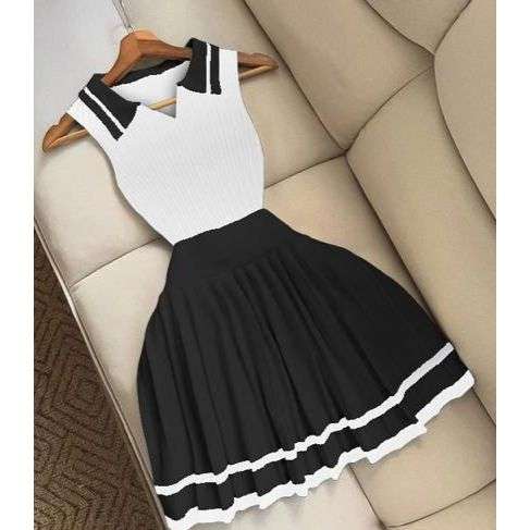 Sleeveless Elegant Knitted 2 Piece Set