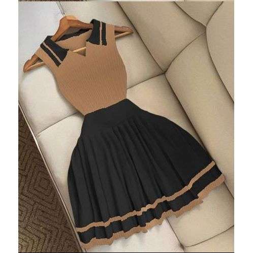 Sleeveless Elegant Knitted 2 Piece Set