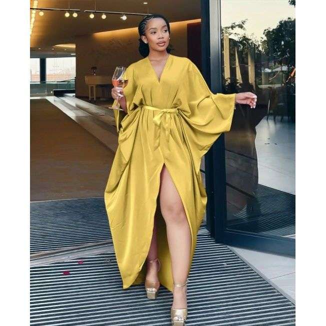 Plus Twist Front Cloak Sleeve Wrap Hem Dress.